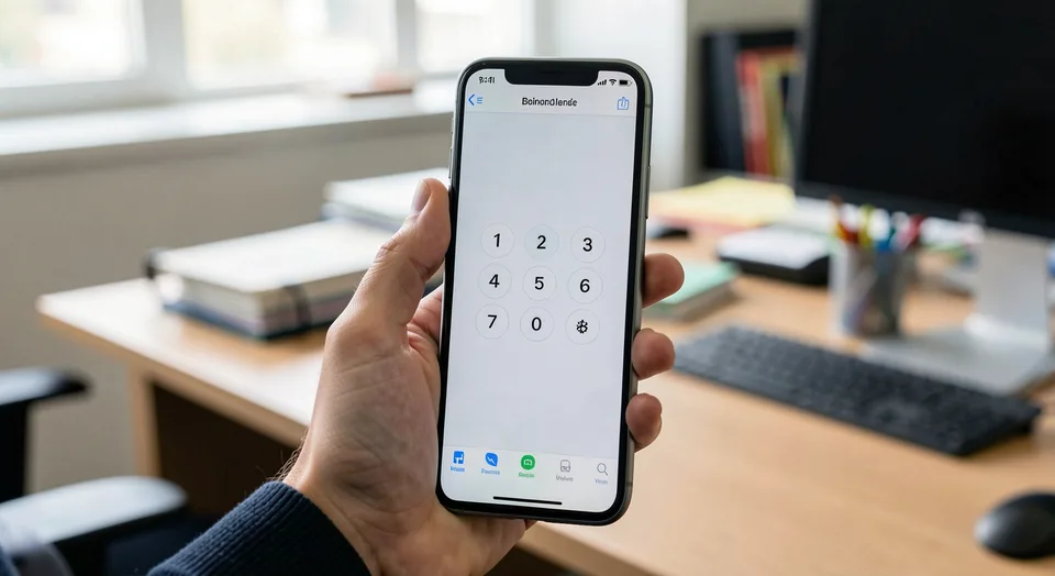 Mão segura um telemóvel que apresenta um código de autenticação de seis dígitos.